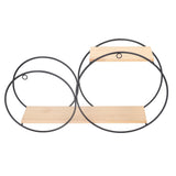 Round Shelf Firmly Welded Dual Use Strong Load Bearing Capacity Circle Metal Wood Wall Shelves for Bedroom Tea House