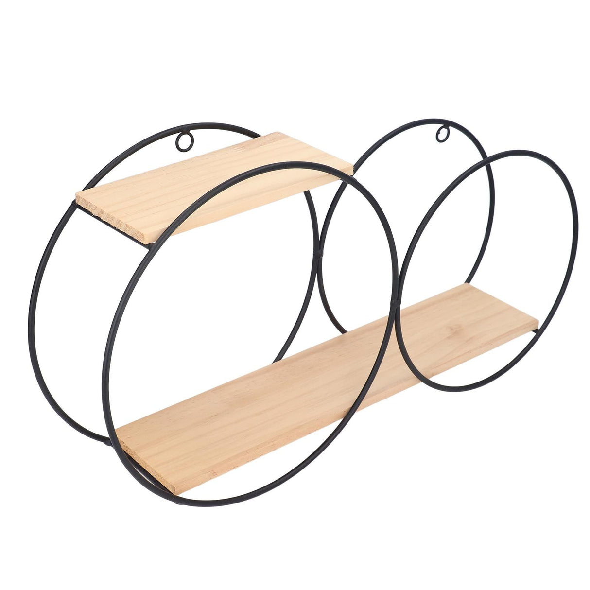 Round Shelf Firmly Welded Dual Use Strong Load Bearing Capacity Circle Metal Wood Wall Shelves for Bedroom Tea House