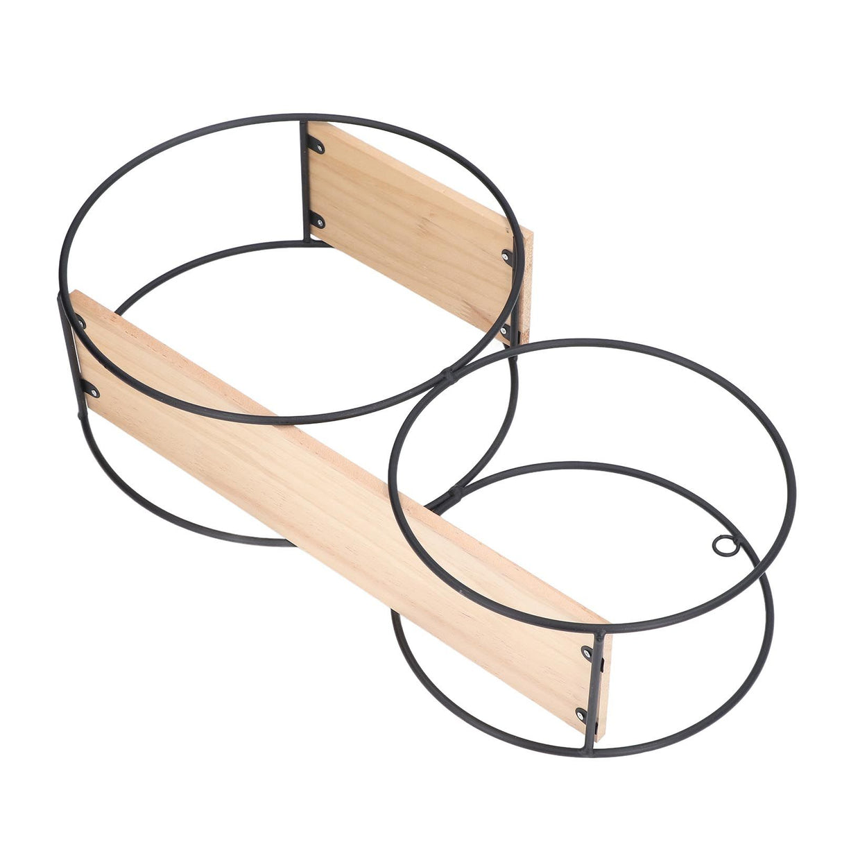 Round Shelf Firmly Welded Dual Use Strong Load Bearing Capacity Circle Metal Wood Wall Shelves for Bedroom Tea House