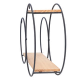 Round Shelf Firmly Welded Dual Use Strong Load Bearing Capacity Circle Metal Wood Wall Shelves for Bedroom Tea House - Extra Image