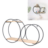 Round Shelf Firmly Welded Dual Use Strong Load Bearing Capacity Circle Metal Wood Wall Shelves for Bedroom Tea House