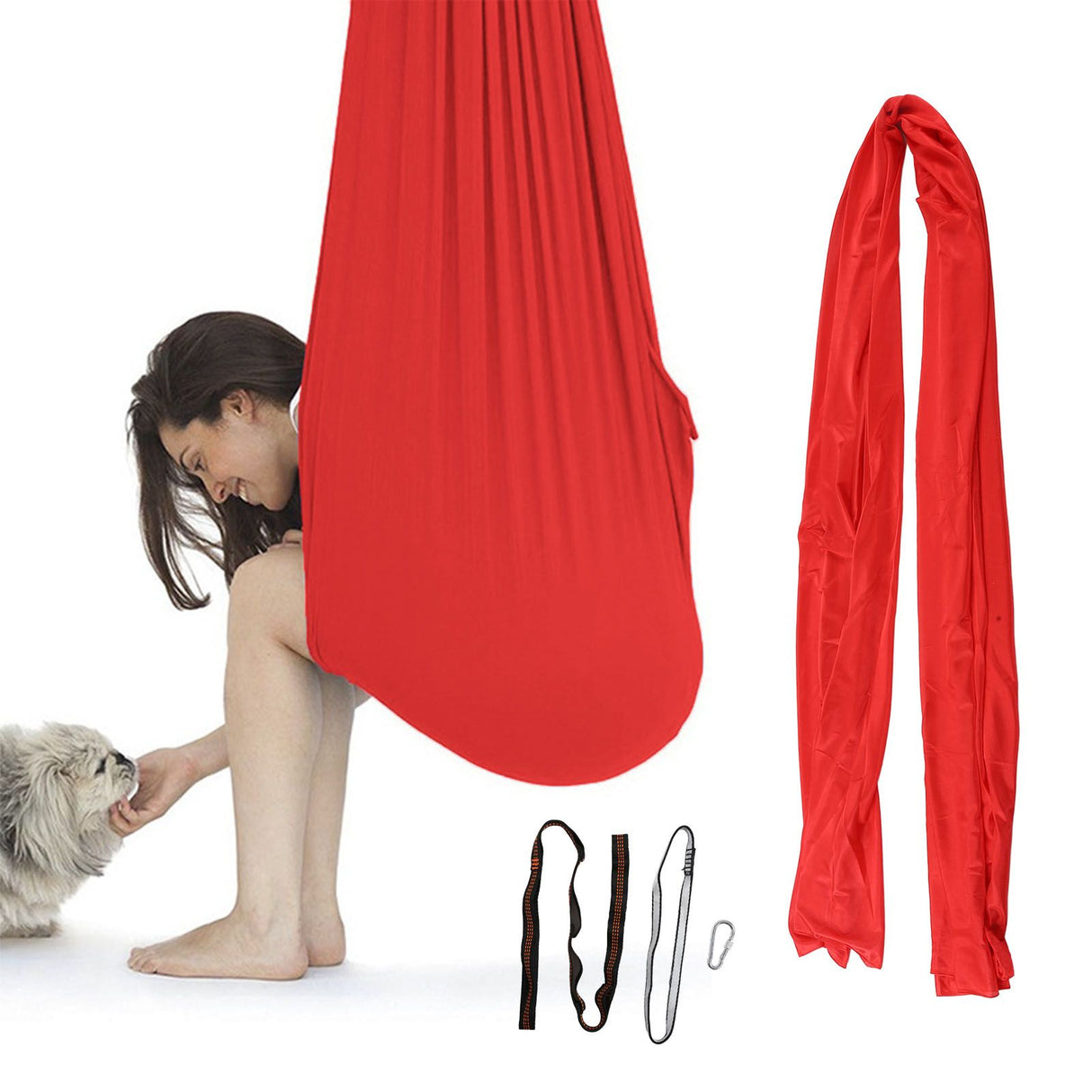 100x280cm Elastic Kid Swing Hammock Indoor Children Swing Bed for Home OutdoorRed