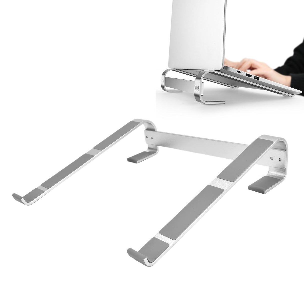 Universal Laptop Stand Heat Dissipation Aluminum Alloy Ergonomic Design Computer Riser Shelf Silver