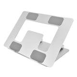 Laptop Stand Collapsible Portable Aluminium Alloy Notebook Support Computer Riser Stand Silver Computer Cooling Holder - Rear View