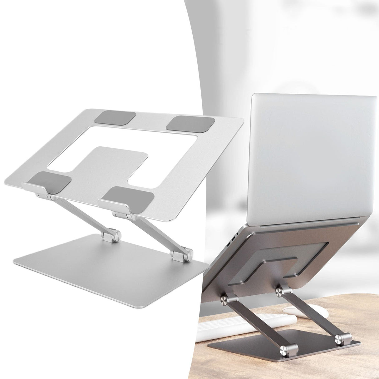 Laptop Stand Collapsible Portable Aluminium Alloy Notebook Support Computer Riser Stand Silver Computer Cooling Holder