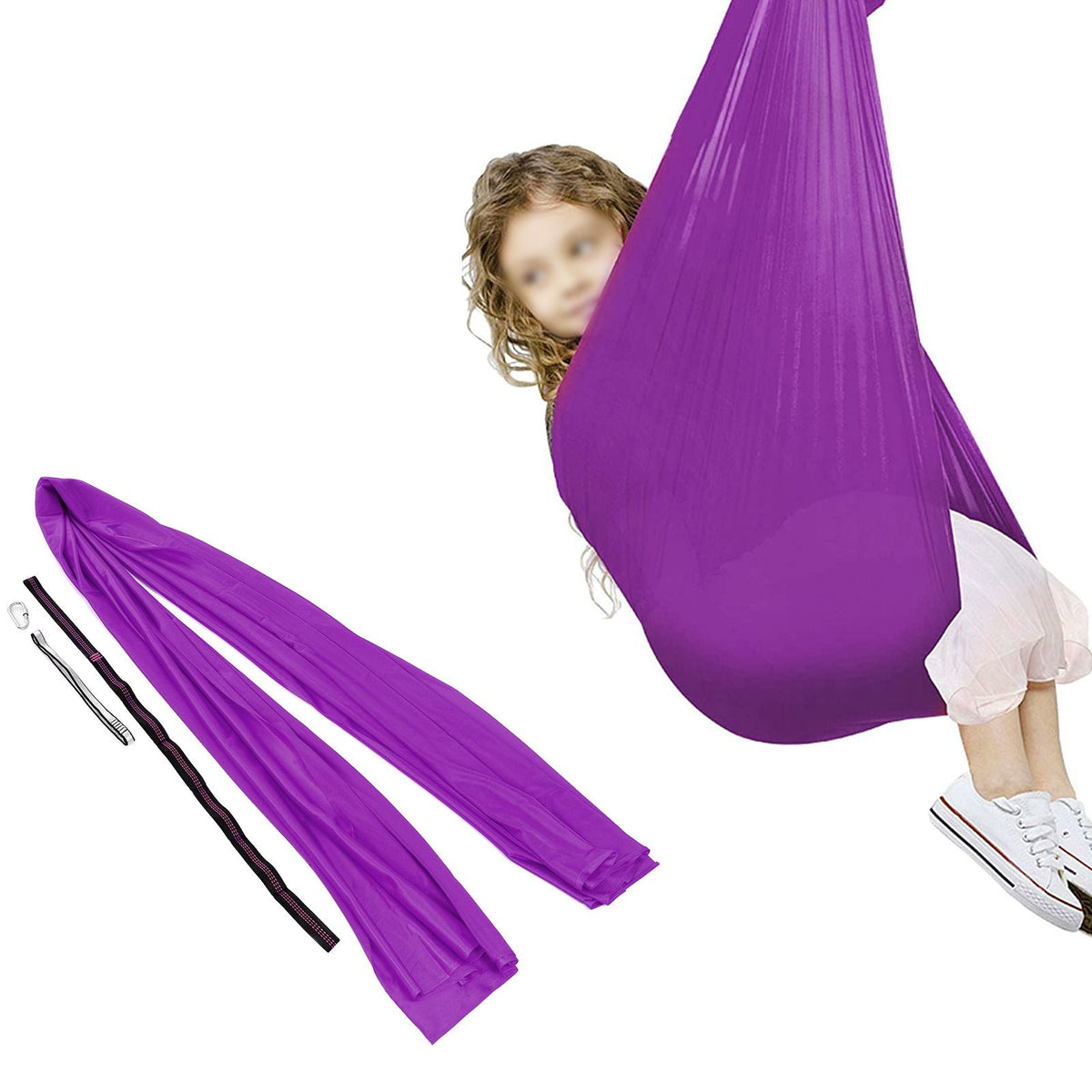 Therapy Swing Elastic Indoor and Outdoor Cuddle Hammock for Autism ADHD and Sensory Processing DisorderPurple