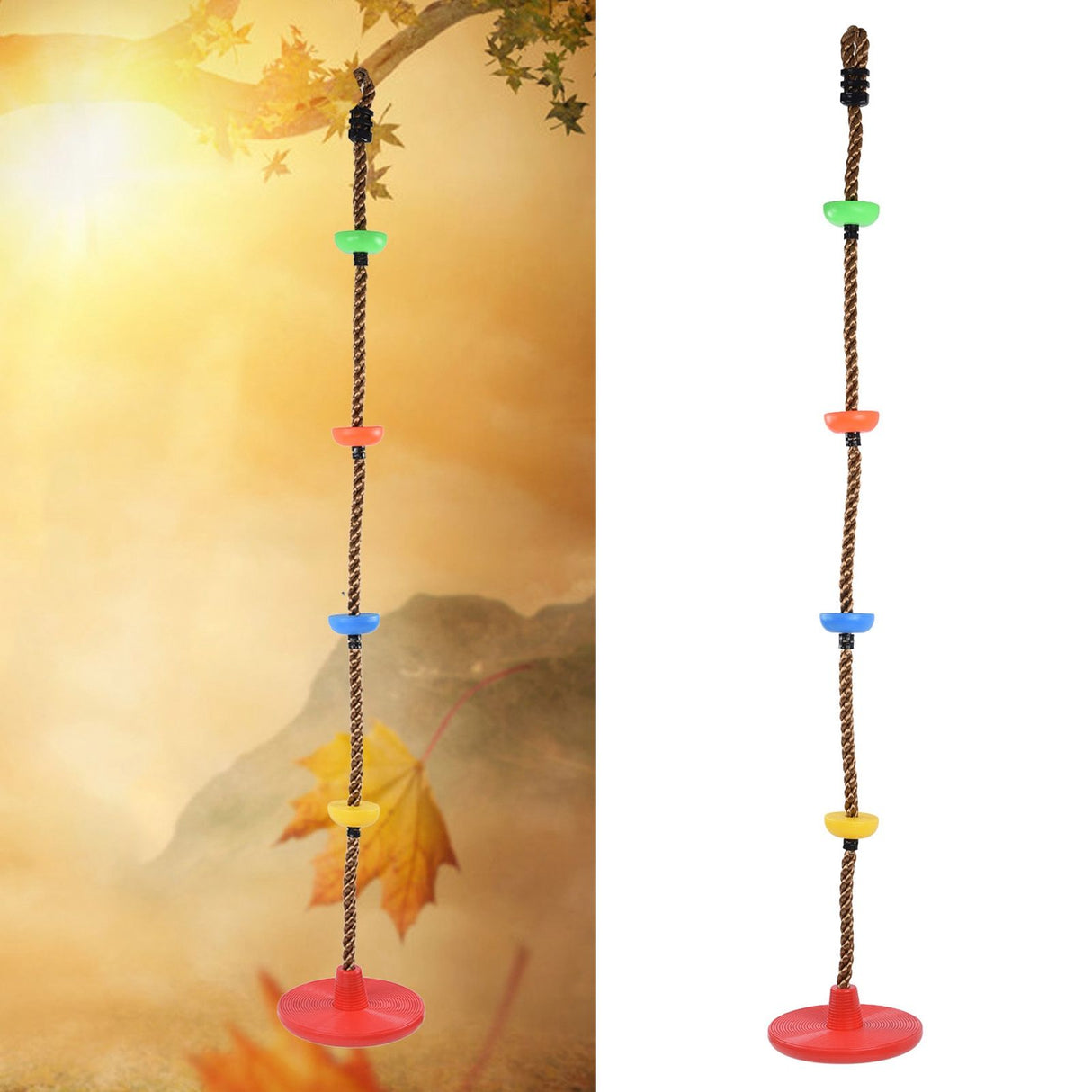 Disc Swing Seat Climbing Rope Colorful High Strength for Kids Children Indoors Outdoors
