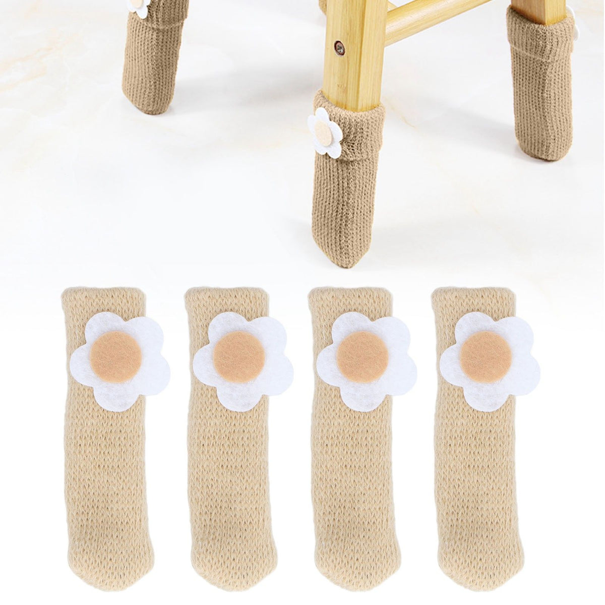 25Pcs Furniture Leg Cover Foot Cover Mat Floor Protector Double Layer Knitted Set Kit