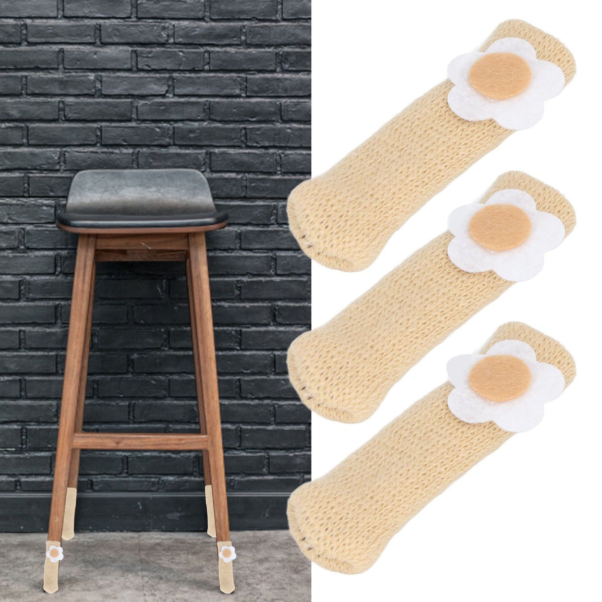 25Pcs Furniture Leg Cover Foot Cover Mat Floor Protector Double Layer Knitted Set Kit