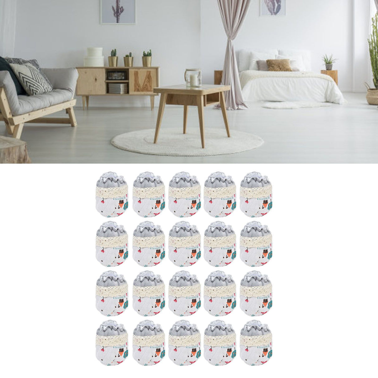 20pcs Chair Cover Flannel Material Double Thickness Elastic Reducing Noise 8cm/3.1in Foot Protectors for Home
