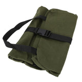 Tool Storage Bag Canvas Foldable Zipper Design Lightweight and Durable High Capacity Tool Roll Up Bag with StrapsGreen - Front View