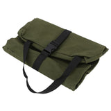 Tool Storage Bag Canvas Foldable Zipper Design Lightweight and Durable High Capacity Tool Roll Up Bag with StrapsGreen