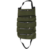 Tool Storage Bag Canvas Foldable Zipper Design Lightweight and Durable High Capacity Tool Roll Up Bag with StrapsGreen