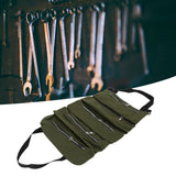 Tool Storage Bag Canvas Foldable Zipper Design Lightweight and Durable High Capacity Tool Roll Up Bag with StrapsGreen - Extra Image