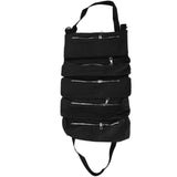 Tool Storage Bag Canvas Foldable Zipper Design Lightweight and Durable High Capacity Tool Roll Up Bag with StrapsBlack