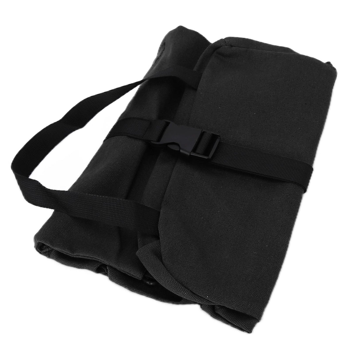 Tool Storage Bag Canvas Foldable Zipper Design Lightweight and Durable High Capacity Tool Roll Up Bag with StrapsBlack