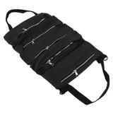 Tool Storage Bag Canvas Foldable Zipper Design Lightweight and Durable High Capacity Tool Roll Up Bag with StrapsBlack - Extra Image