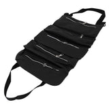 Tool Storage Bag Canvas Foldable Zipper Design Lightweight and Durable High Capacity Tool Roll Up Bag with StrapsBlack - Extra Image