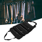 Tool Storage Bag Canvas Foldable Zipper Design Lightweight and Durable High Capacity Tool Roll Up Bag with StrapsBlack - Extra Image