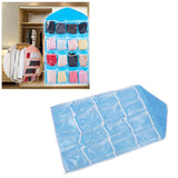 Wall Closet Hanging Organizers Over The Door Storage Bag Polyester Hanging Shelves Pocket for Bedroom Living RoomBlue