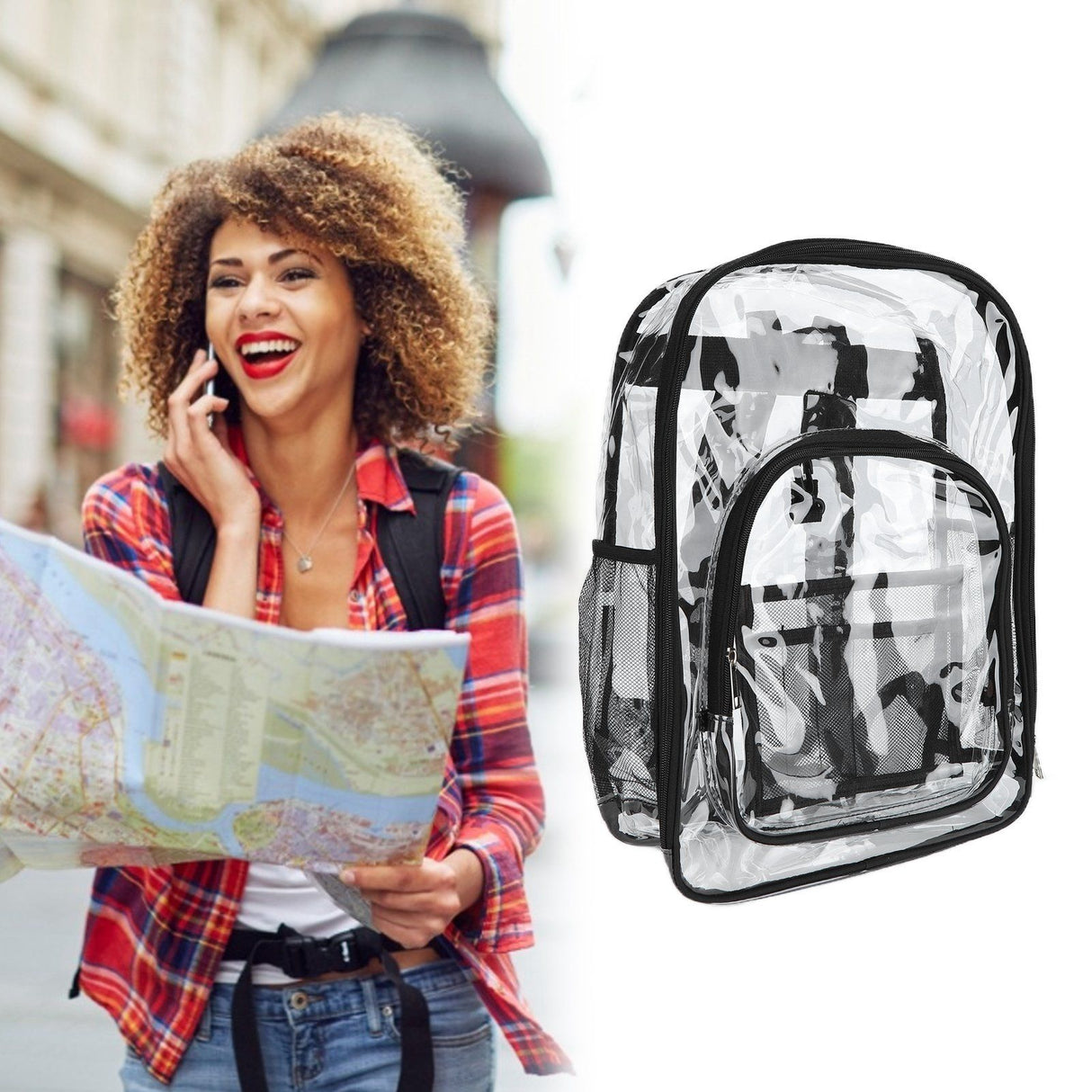 Transparent Backpack Waterproof PVC Storage Bag Student School Bag for Outdoor Travel
