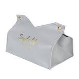 Tissue Bag Artificial Leather Vintage Kitchen Paper Towel Box Container for Office HomeGray - Top-Down View