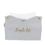Tissue Bag Artificial Leather Vintage Kitchen Paper Towel Box Container for Office HomeGray - 45-Degree Angle