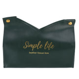 Tissue Bag Artificial Leather Vintage Kitchen Paper Towel Box Container for Office HomeGreen - Rear View