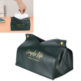 Tissue Bag Artificial Leather Vintage Kitchen Paper Towel Box Container for Office HomeGreen