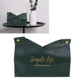 Tissue Bag Artificial Leather Vintage Kitchen Paper Towel Box Container for Office HomeGreen - Extra Image