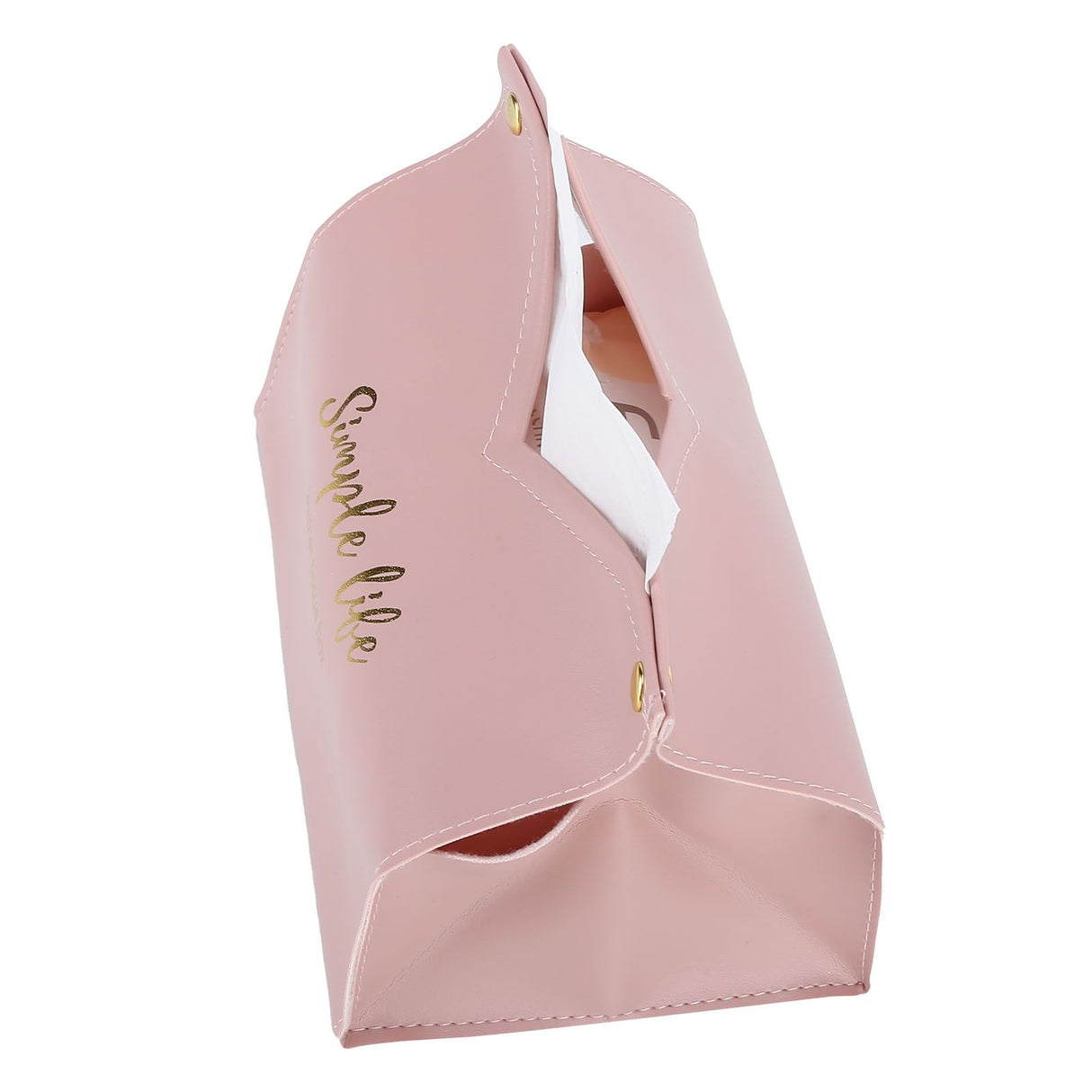 Tissue Bag Artificial Leather Vintage Kitchen Paper Towel Box Container for Office HomePink