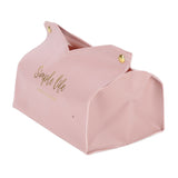 Tissue Bag Artificial Leather Vintage Kitchen Paper Towel Box Container for Office HomePink