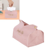 Tissue Bag Artificial Leather Vintage Kitchen Paper Towel Box Container for Office HomePink