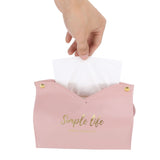 Tissue Bag Artificial Leather Vintage Kitchen Paper Towel Box Container for Office HomePink