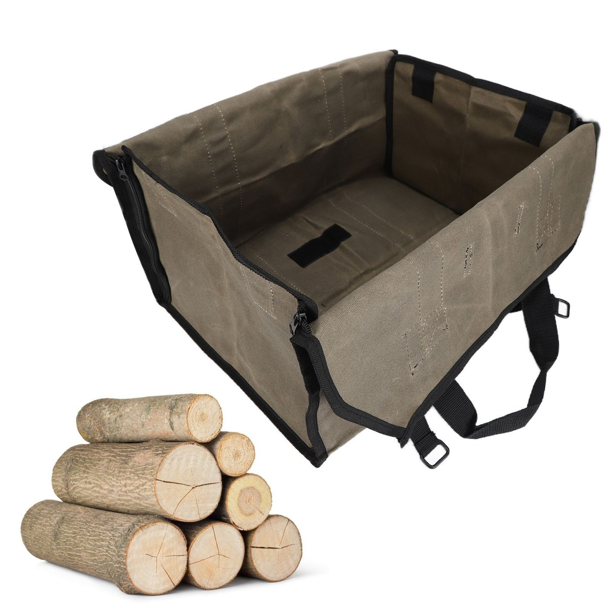 Log Carry Bag Waterproof Dual Use Portable Wet Wax Canvas Firewood Carrier Tote Bag for Logging