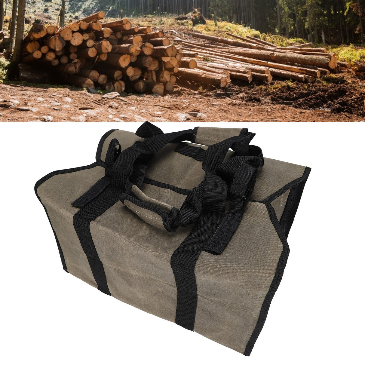 Log Carry Bag Waterproof Dual Use Portable Wet Wax Canvas Firewood Carrier Tote Bag for Logging