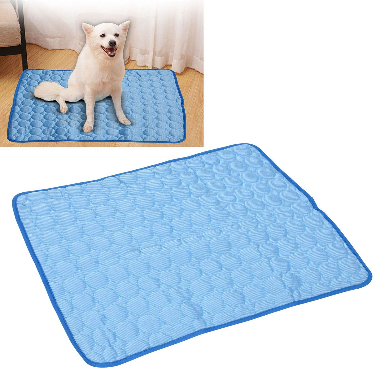 Pet Cooling Mat Breathable Soft Summer Dog Cat Sleeping Pad for Kennel Sofa Bed FloorBlue L