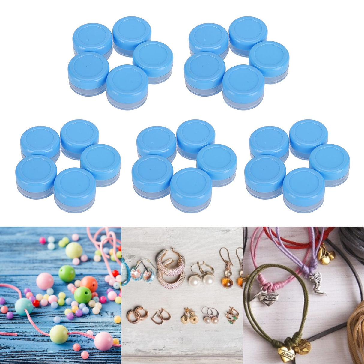 Empty Cream Container 25pcs Plastic Compact Round Small Cosmetic Jar for Travel