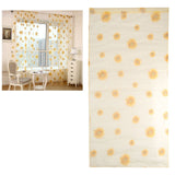 Sheer Curtain Sunflower Pattern Transparent Balcony Window Curtains Decor for Bedroom Living Room