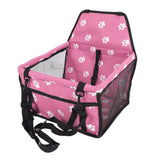 Bear Paw Pattern Pet Carrier Cage Washable Pet Car Travel Safety Seat with Support RodPink
