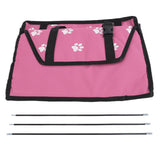 Bear Paw Pattern Pet Carrier Cage Washable Pet Car Travel Safety Seat with Support RodPink