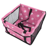Bear Paw Pattern Pet Carrier Cage Washable Pet Car Travel Safety Seat with Support RodPink