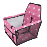 Bear Paw Pattern Pet Carrier Cage Washable Pet Car Travel Safety Seat with Support RodPink