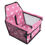 Bear Paw Pattern Pet Carrier Cage Washable Pet Car Travel Safety Seat with Support RodPink