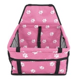 Bear Paw Pattern Pet Carrier Cage Washable Pet Car Travel Safety Seat with Support RodPink