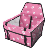 Bear Paw Pattern Pet Carrier Cage Washable Pet Car Travel Safety Seat with Support RodPink - Extra Image