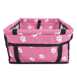 Bear Paw Pattern Pet Carrier Cage Washable Pet Car Travel Safety Seat with Support RodPink - Extra Image
