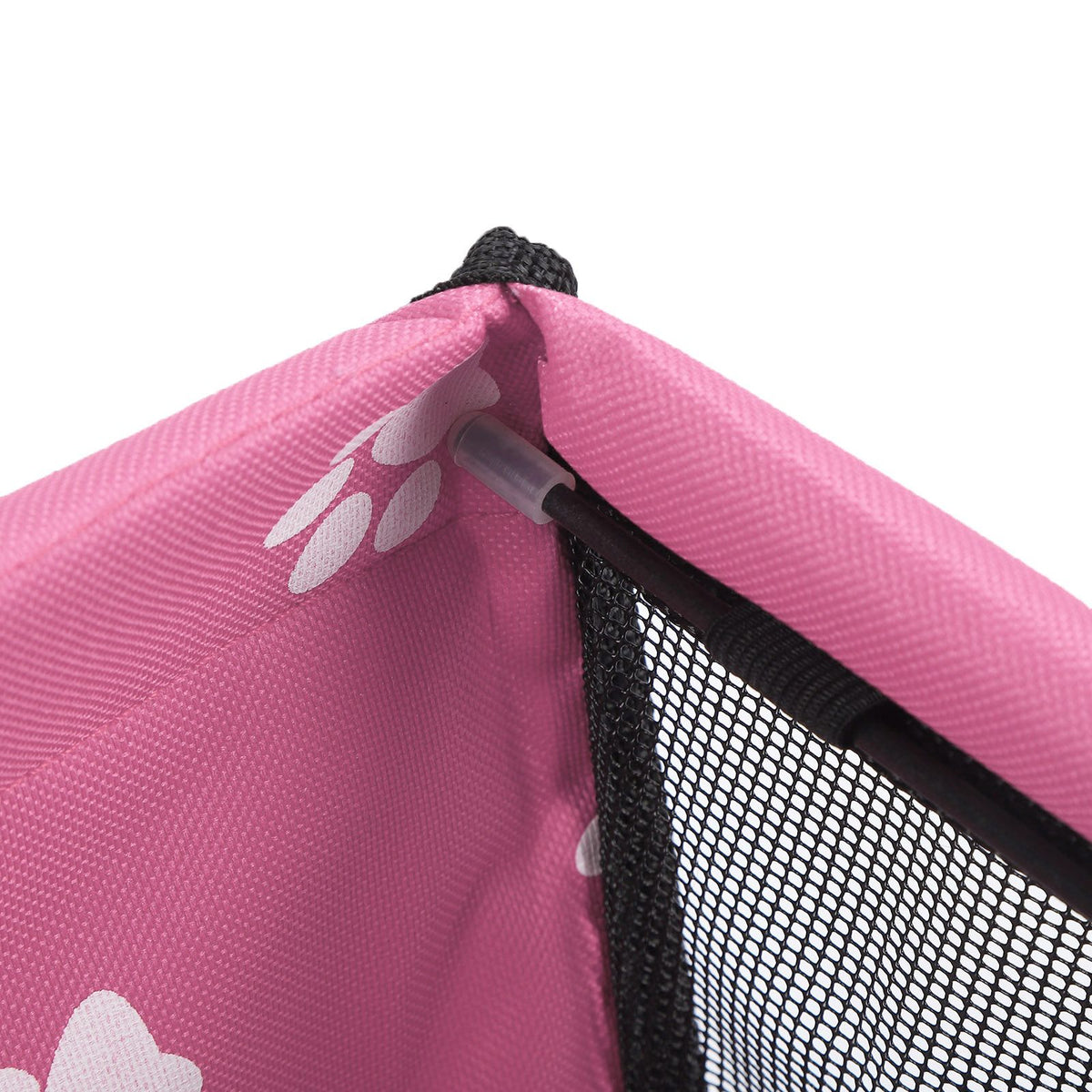 Bear Paw Pattern Pet Carrier Cage Washable Pet Car Travel Safety Seat with Support RodPink