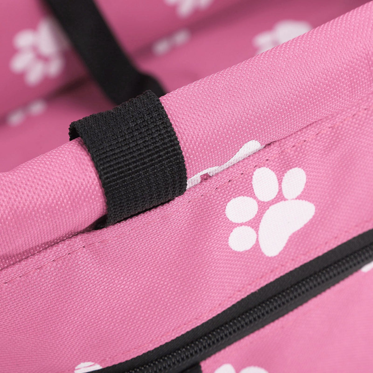 Bear Paw Pattern Pet Carrier Cage Washable Pet Car Travel Safety Seat with Support RodPink