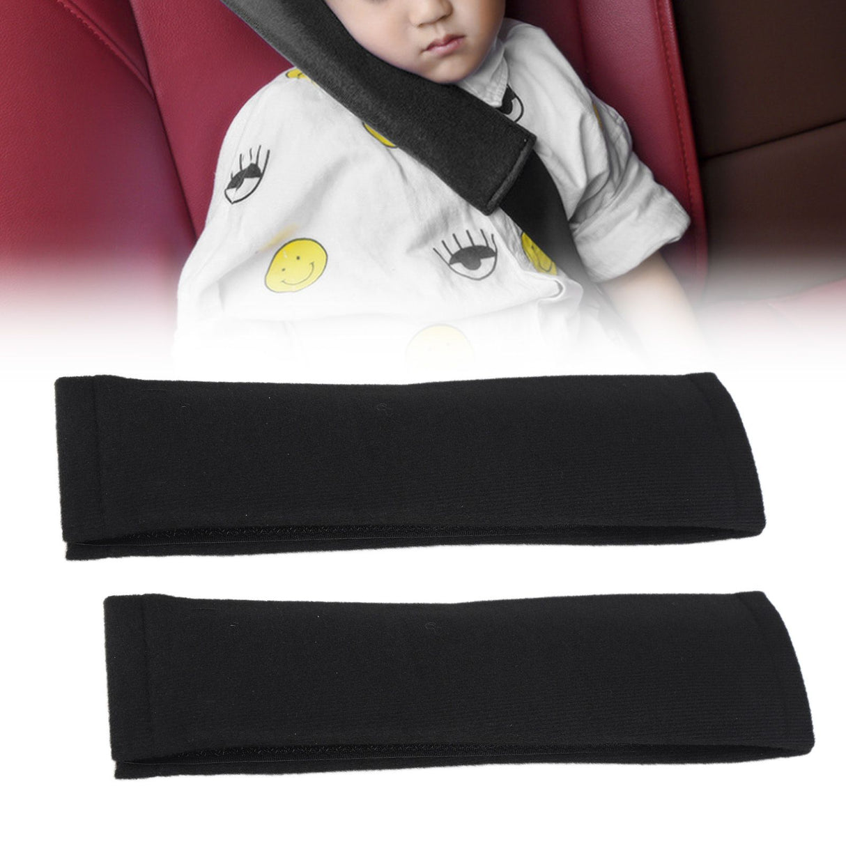 2PCS Seatbelt Pad Car Safety Belt Pad Shoulder Pad Soft Comfortable Belt Strap for Adult ChildrenBlack